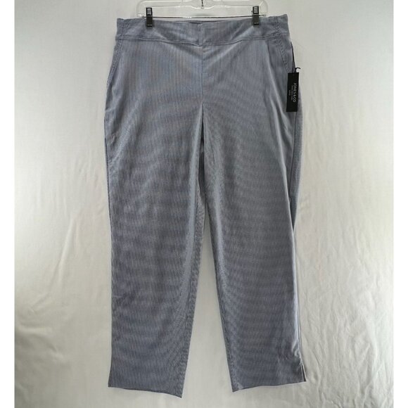 Jones & Co Cropped Ankle Pants Womens 16W Pull On Stretch High Rise Striped Blue - Picture 1 of 12